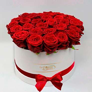 White Box of Red Roses