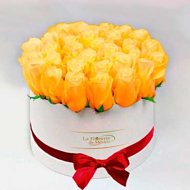 Caja Blanca de Rosas Amarillas