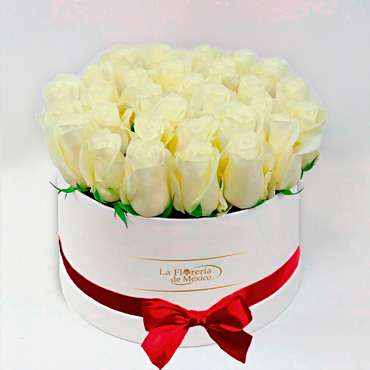 White Box of White Roses