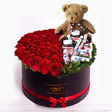 Roses, Teddy Bear and Chocolates Mix